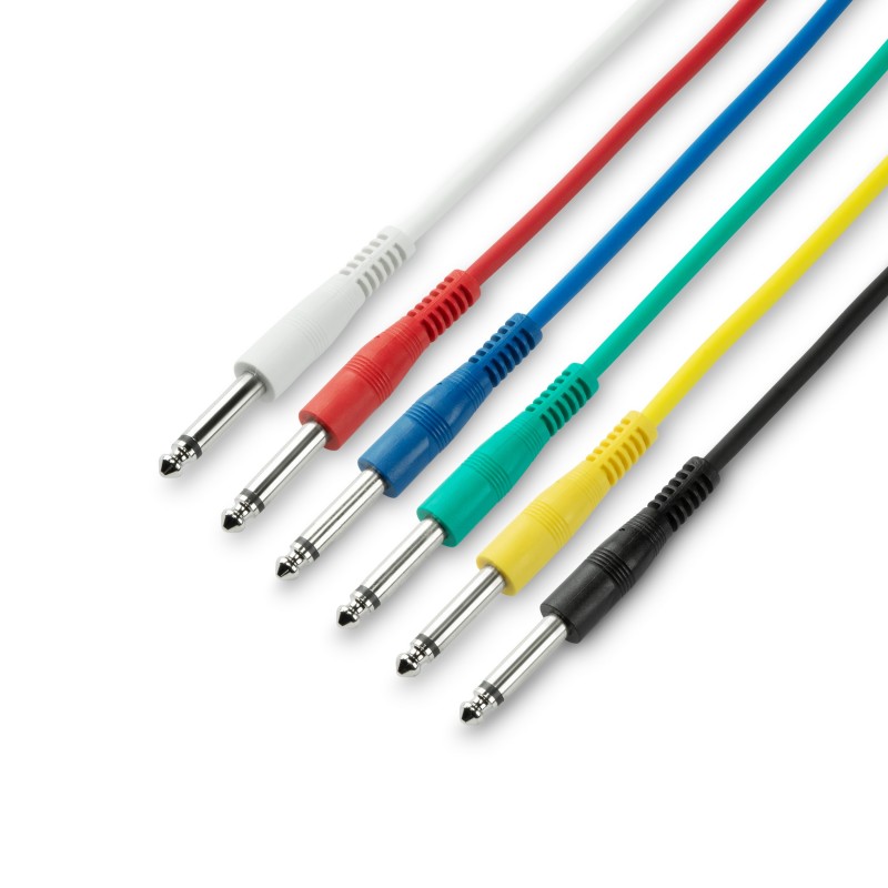 Adam Hall Cables 3 STAR IPP 0015 SET - Zestaw 6 kabli Patch Cables 6,3 mm Jack Mono 0,15 m